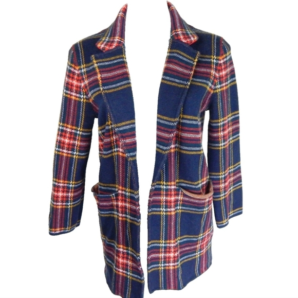 J. Crew Sophie Open Front Sweater Blazer Tartan Plaid - Picture 1 of 4